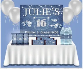 Denim & Diamonds Party Backdrop - FREE SHIPPING