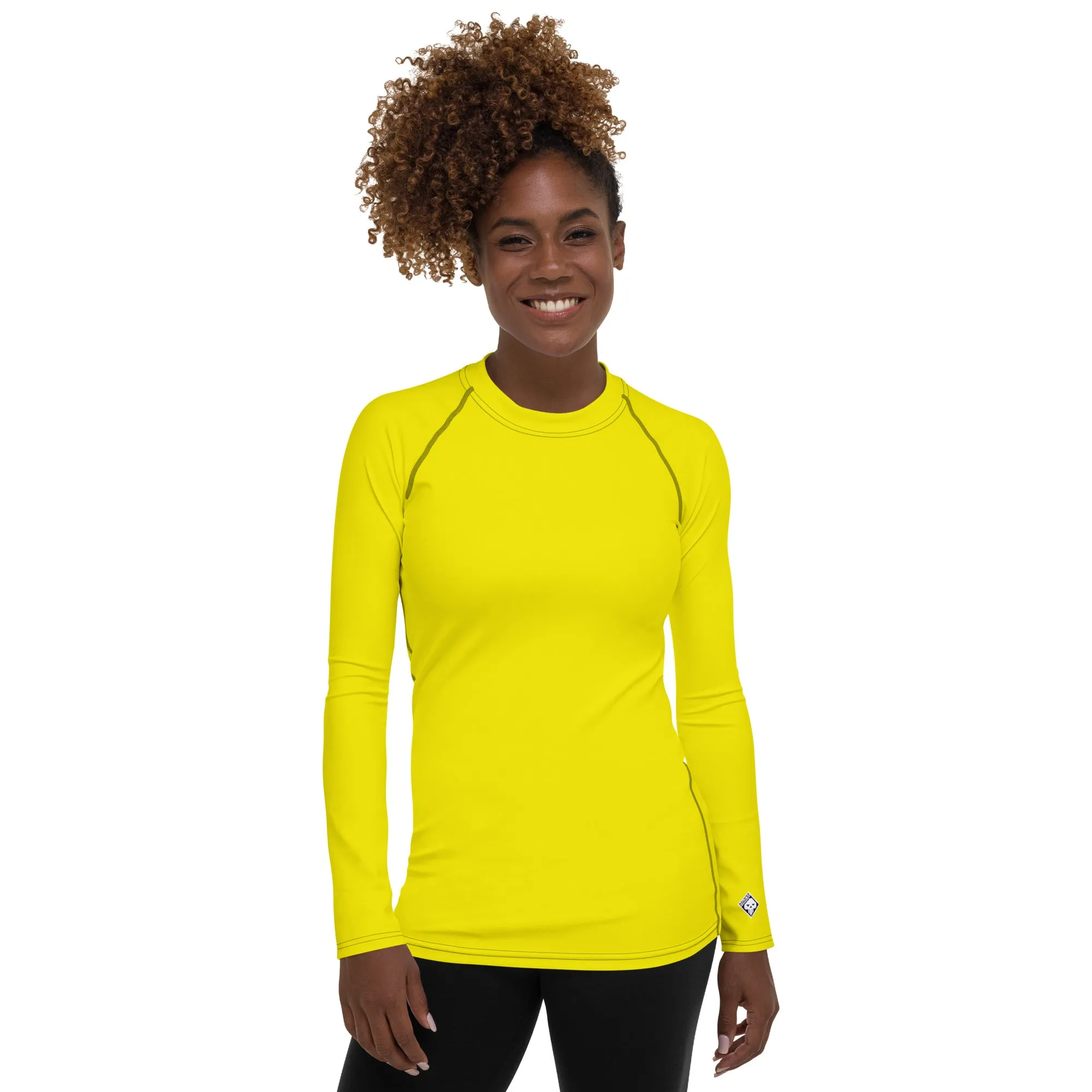 Everyday Elegance: Women's Long Sleeve Solid Color Rash Guard - Golden Sun