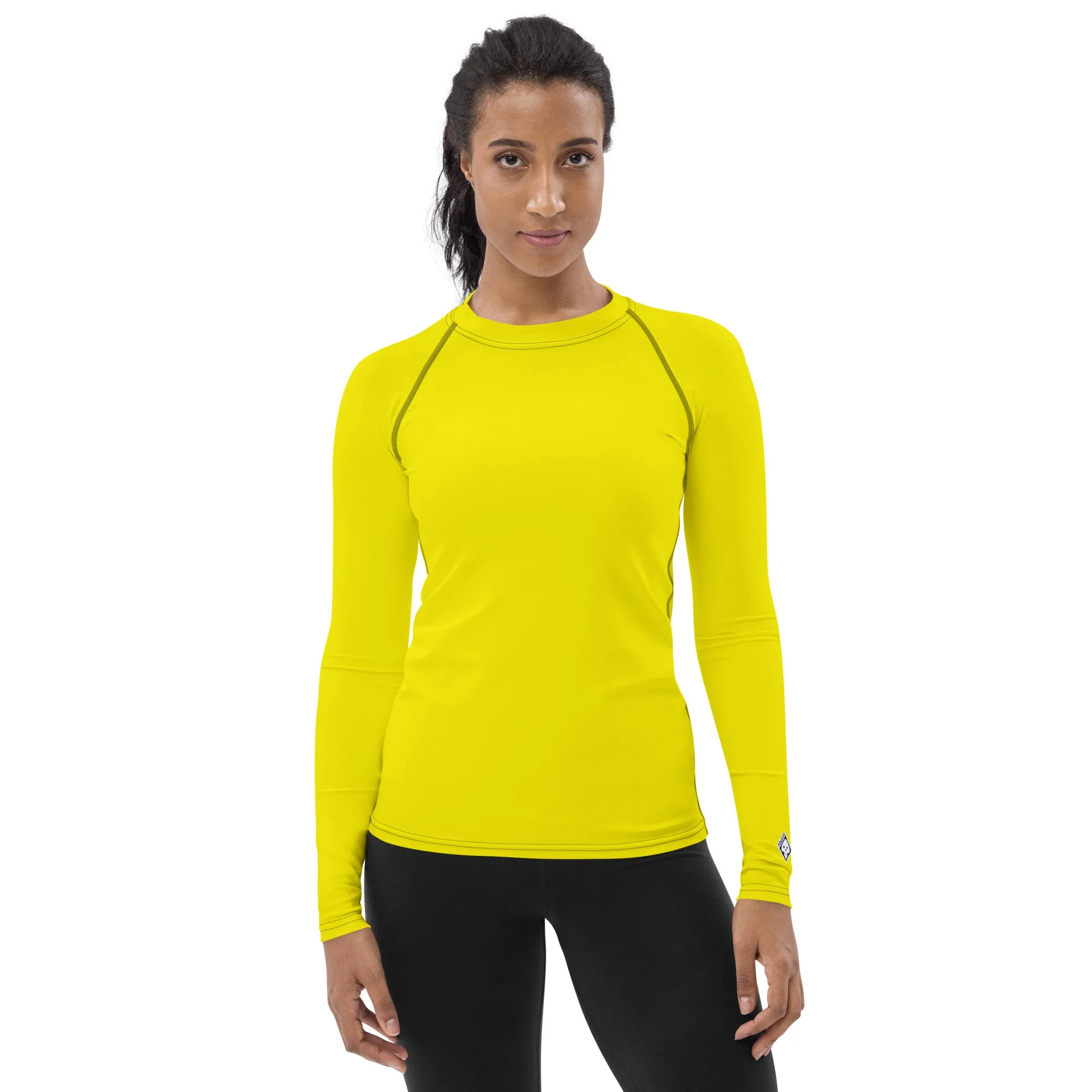 Everyday Elegance: Women's Long Sleeve Solid Color Rash Guard - Golden Sun