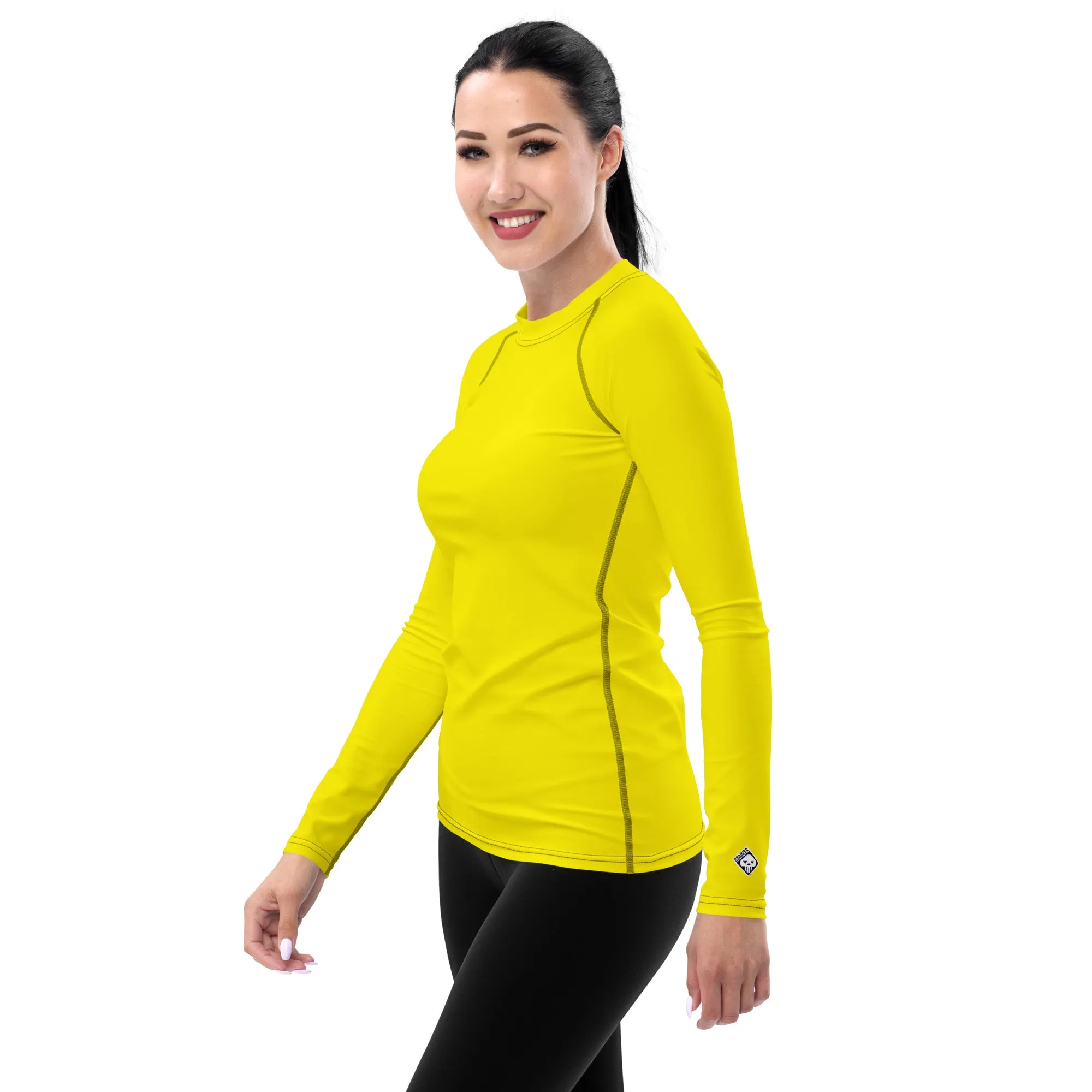 Everyday Elegance: Women's Long Sleeve Solid Color Rash Guard - Golden Sun