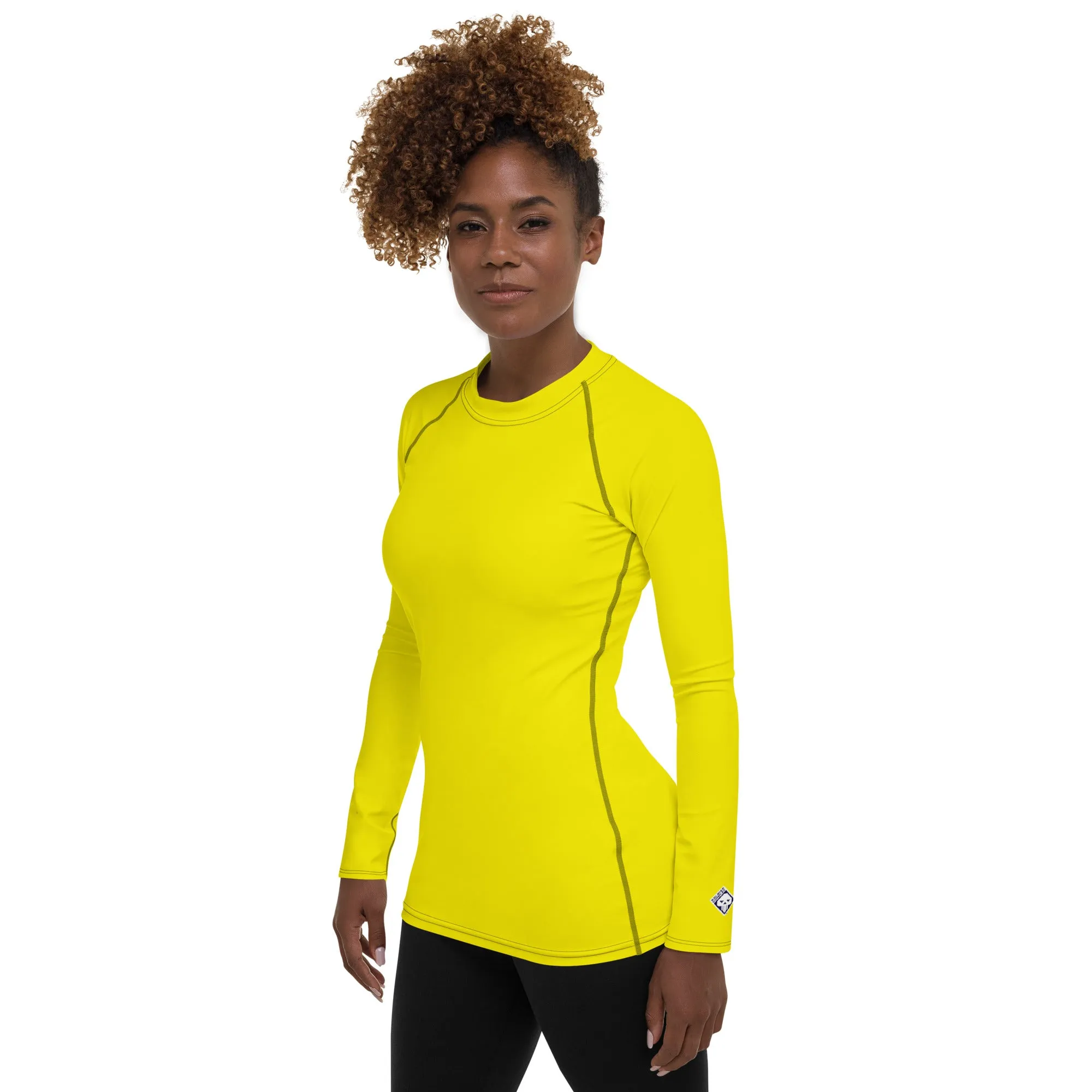 Everyday Elegance: Women's Long Sleeve Solid Color Rash Guard - Golden Sun