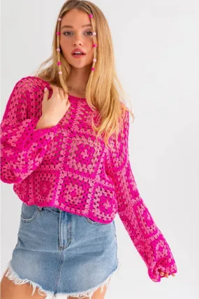 Long Sleeve Crochet Top