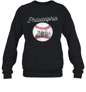 Philadelphia Baseball Philly Tshirt Ball and Skyline Sweatshirt